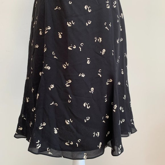 Vintage Dana Buchman Silk Black Floral Print Dress with Matching Belt - Picture 5 of 14
